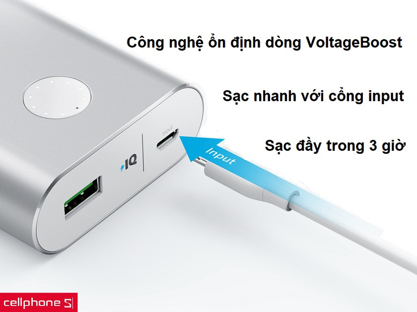 Công nghệ ổn định dòng VoltageBoost hiện đại, sạc nhanh QC 2.0 