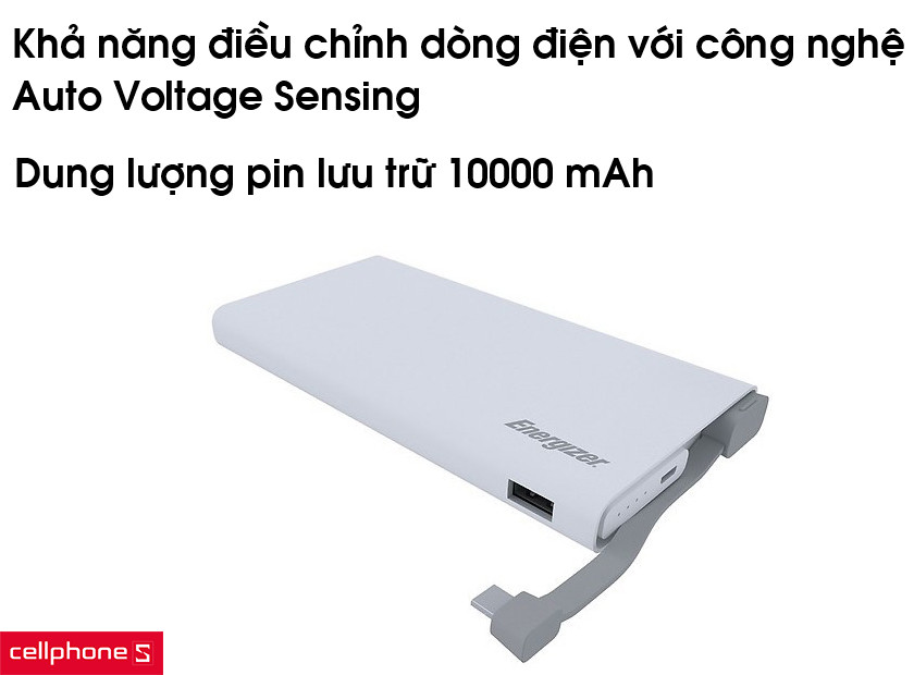 Ứng dụng công nghệ Auto Voltage Sensing và dung lượng lưu trữ lên đến 10000 mAh