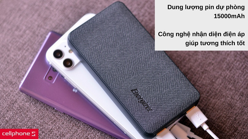 Dung lượng 15.000mAh pin tương thích đa thiết bị