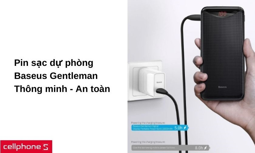 Pin sạc dự phòng Baseus Gentleman thông minh, an toàn