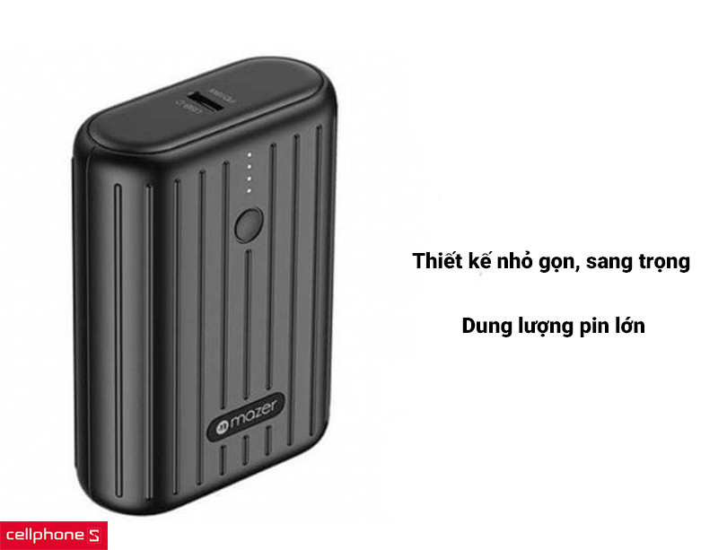 Pin dự phòng Mazer Pocket Mini 10.000 mAh Version 2 - Dung lượng pin lớn