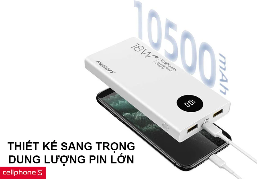 Thiết kế vuông vức sang trọng, dung lượng pin lớn