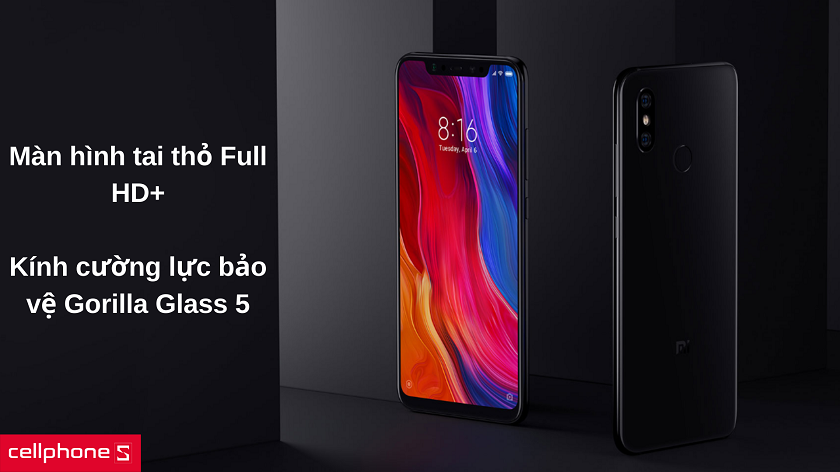 Màn hình tai thỏ bắt mắt với màu sắc ấn tượng trên Xiaomi Mi 8