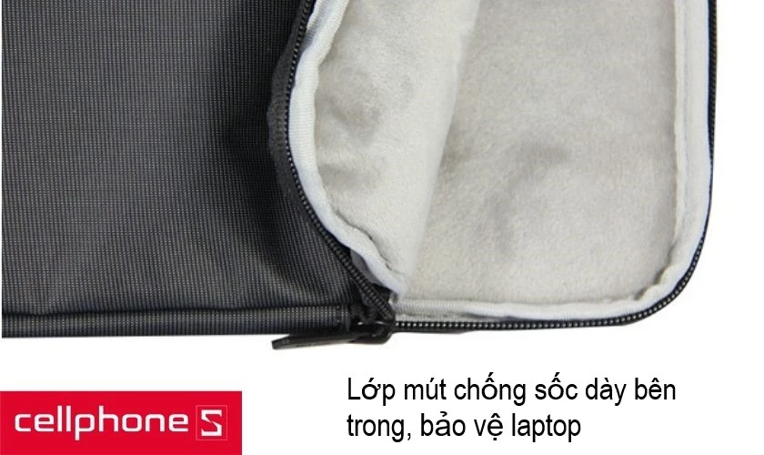 lớp mút chống sốc dày ở bên trong sẽ bảo vệ tối đa cho chiếc laptop 