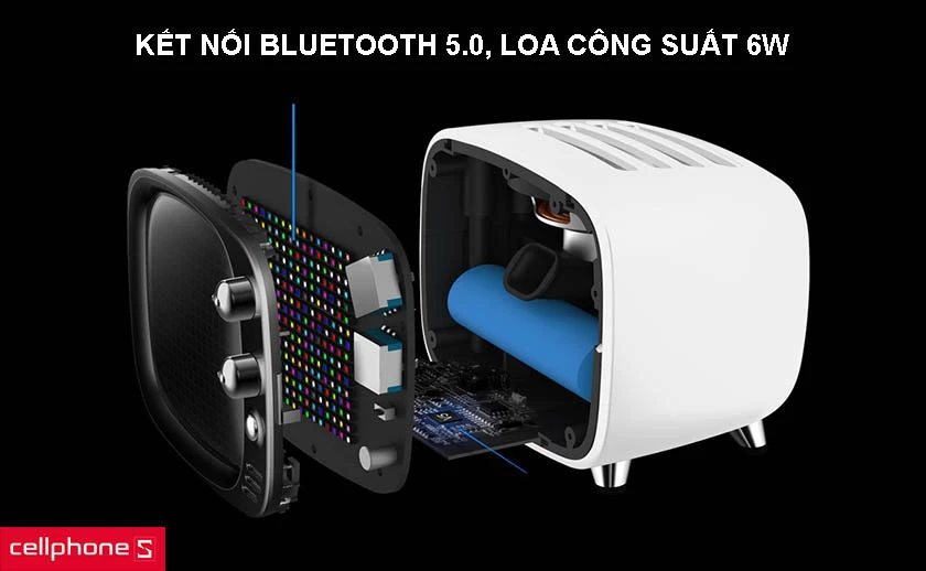 Kết nối bluetooth 5.0, loa công suất 6W cho âm thanh tuyệt vời
