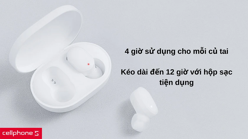 Thời lượng sử dụng lên đến 12 giờ với hộp sạc tiện dụng