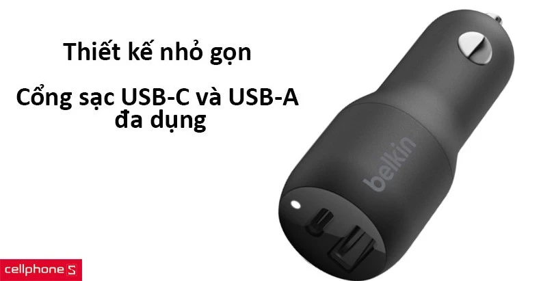 Thiết kế nhỏ gọn, cùng 2 cổng sạc USB-C và USB-A đa dụng