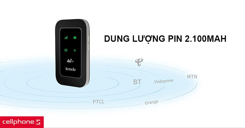 dung lượng pin lên đến 2.100mAh