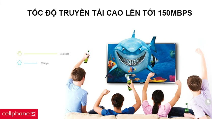 Tốc độ truyền tải cao lên tới 150Mbps