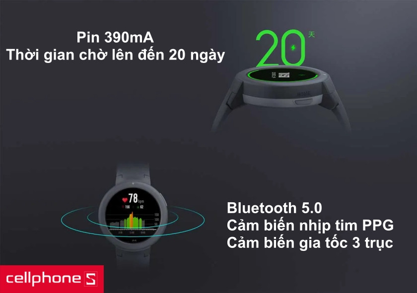 Kết nối Bluetooth 5.0 và thời lượng pin lên đến 20 ngày