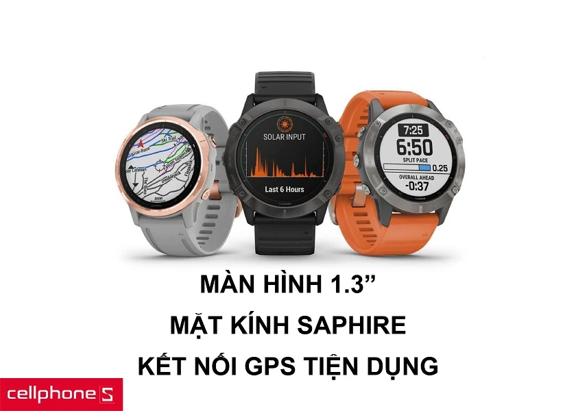 Màn hình 1.3 inch với mặt kính Sapphire bền bỉ cùng khả năng kết nối GPS tiện dụng