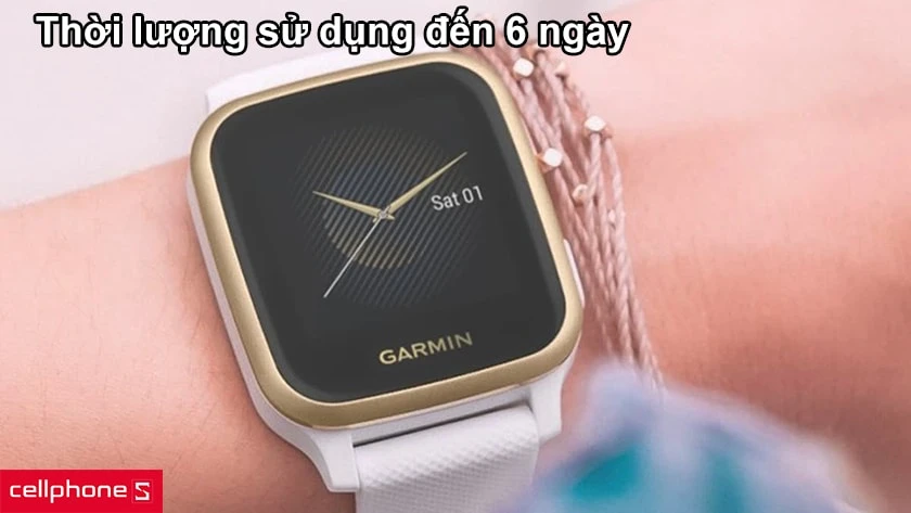 kết nối qua Garmin Connect, sử dụng đến 6 ngày