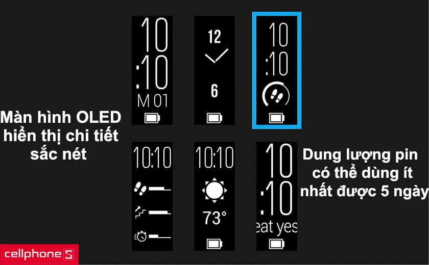 Màn hình OLED sắc nét hiển thị chi tiết và dung lượng pin tốt