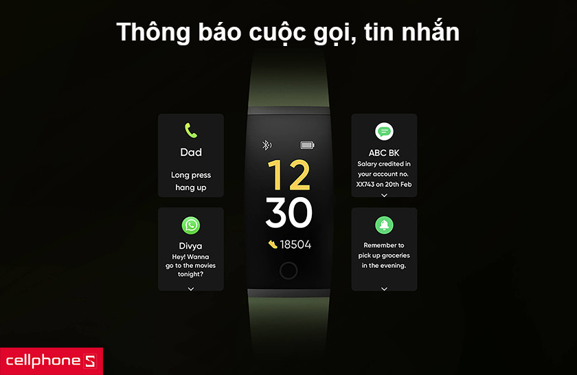 thông báo các cuộc gọi, tin nhắn