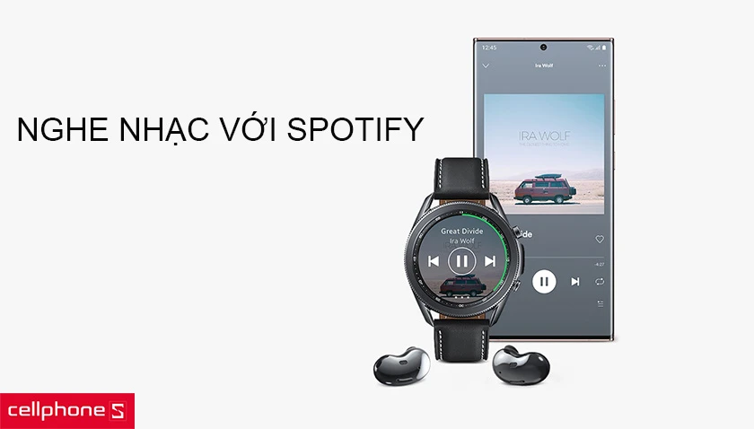 phép chơi Spotify, đồng bộ giữa điện thoại Samsung và đồng hồ