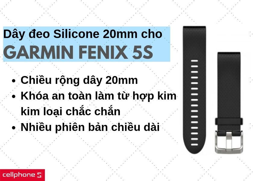 Chiều rộng dây đeo 20mm tạo sự thoải mái cao, khóa an toàn chắc chắn đảm bảo an tâm cho mọi hoạt động