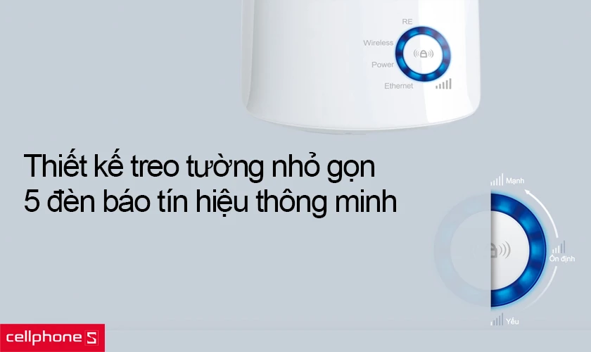 Thiết kế treo tường nhỏ gọn, 5 đèn báo tín hiệu thông minh