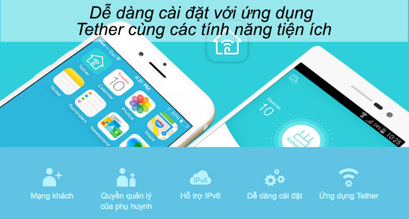 Dễ dàng sử dụng thông qua ứng dụng Tether