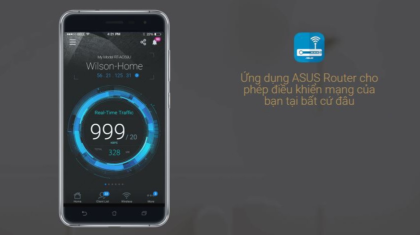 RT-AC1500UHP còn có thể điều khiển thông qua ứng dụng ASUS Router