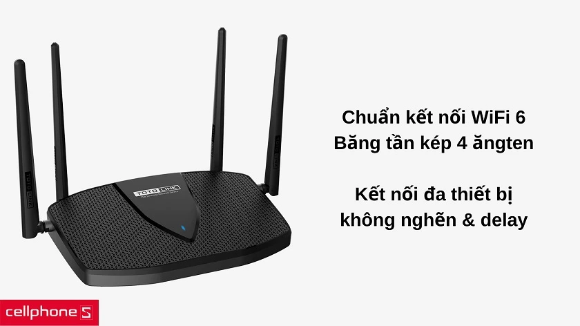 Sử dụng chuẩn WiFi 6 với băng tần kép cho tốc độ kết nối vững vàng