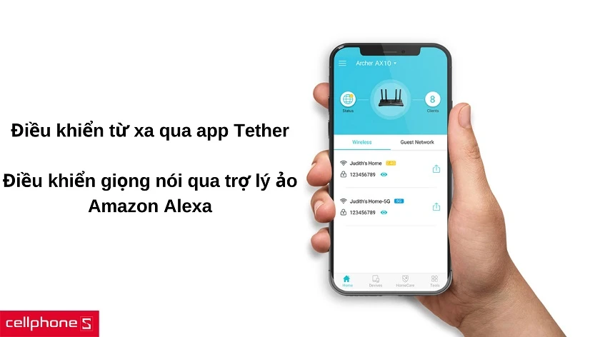 Dễ dàng cài đặt qua ứng dụng Tether, tương thích với Alexa