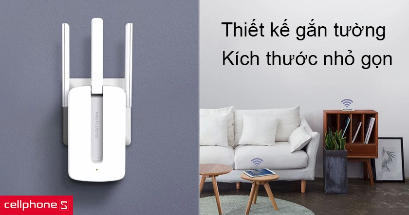 Thiết kế gắn tường tiện lợi cùng kích thước nhỏ gọn