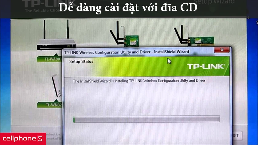 Dễ dàng cài đặt với đĩa CD, mã hóa bảo mật với WPS