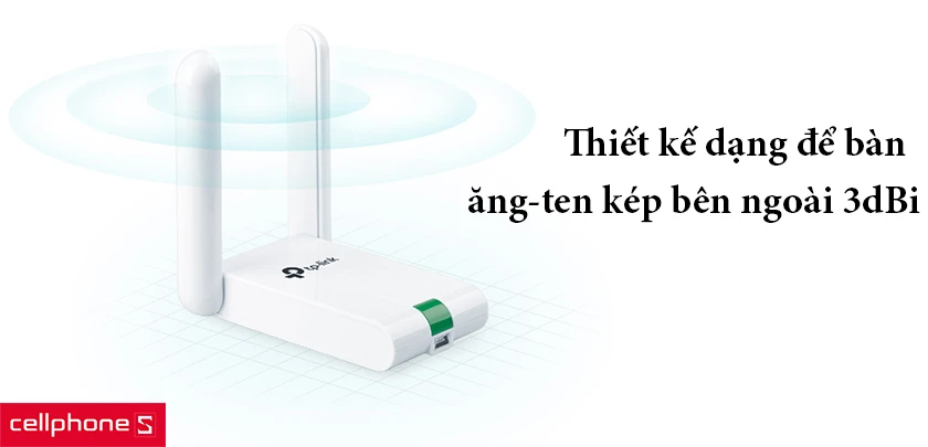 Thiết kế dạng để bàn, ăng-ten kép bên ngoài 3dBi