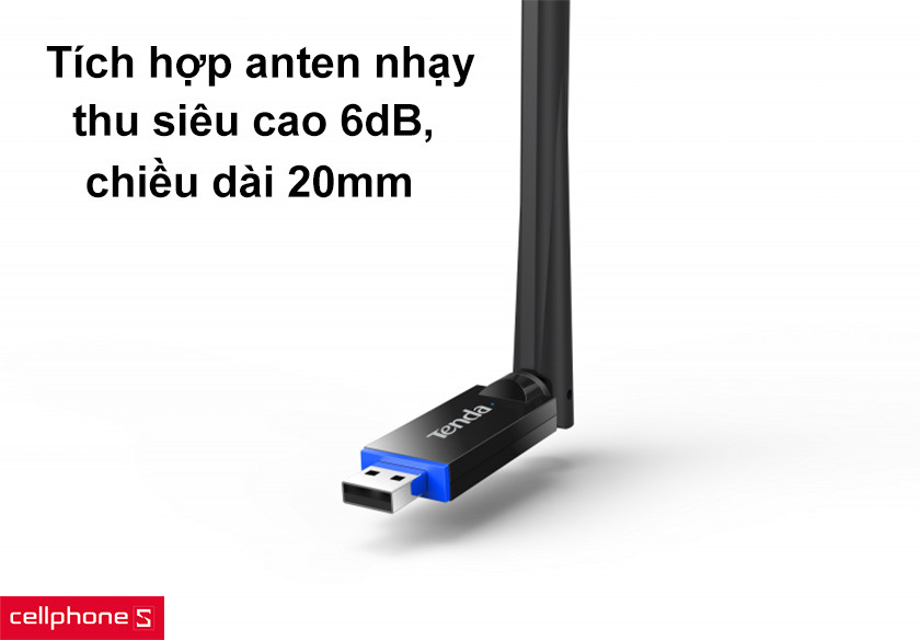 Tích hợp anten nhạy thu siêu cao 6dB, chiều dài 20mm