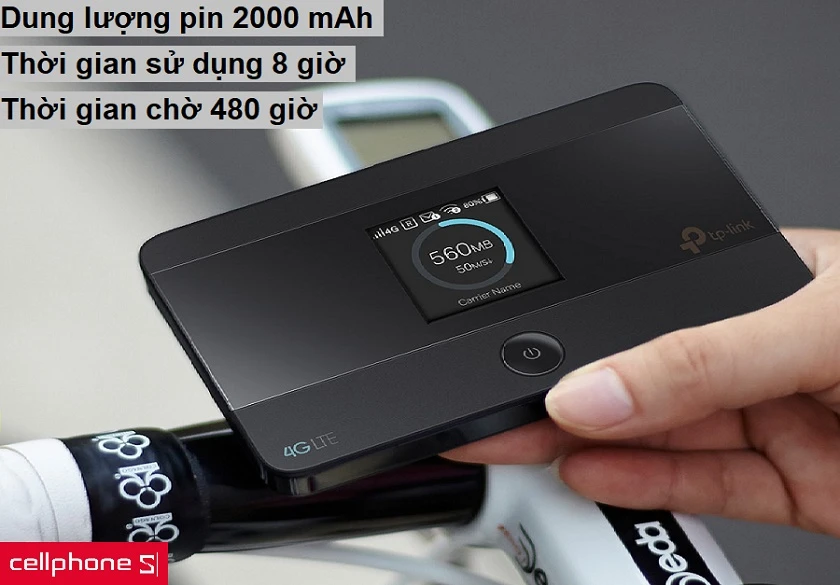 Dung lượng pin lên đến 2000 mAh cùng thời gian sử dụng đến 8 giờ đồng hồ