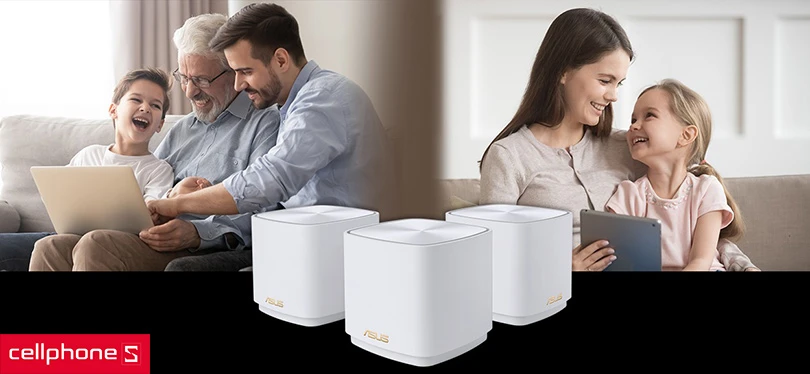Mesh Wifi 6 AX1800 ASUS XD4 3-PACK – Độ phủ sóng cao