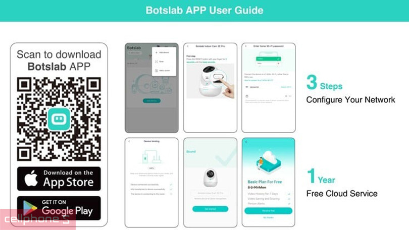 Hướng dẫn sử dụng camera IP không dây 2K Botslab C213 gọi điện thoại