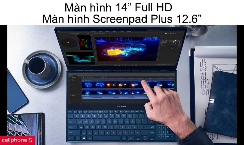 Màn hình cảm ứng 14” Full HD, màn hình Screenpad Plus 12.6”