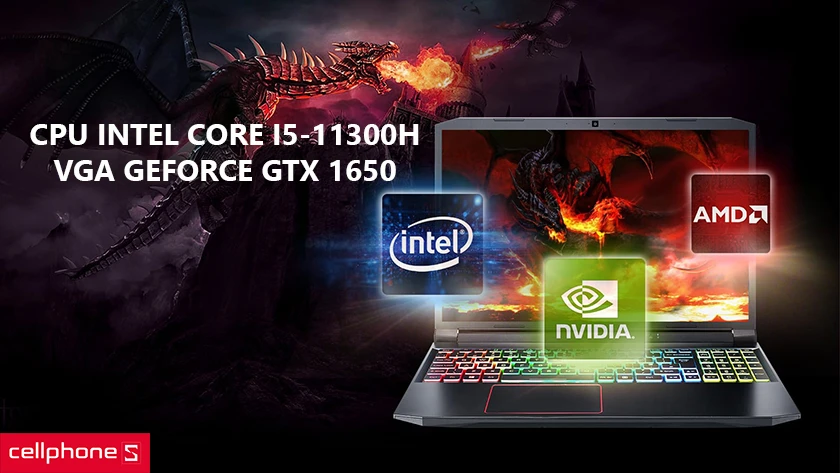 CPU Intel Core i5-11300H và VGA GeForce GTX 1650