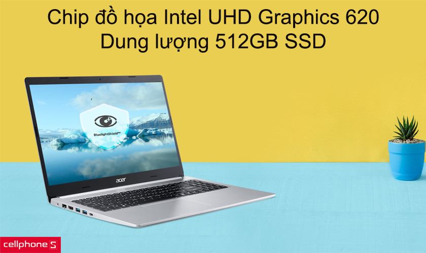 Chip đồ họa Intel UHD Graphics 620, dung lượng 512GB SSD