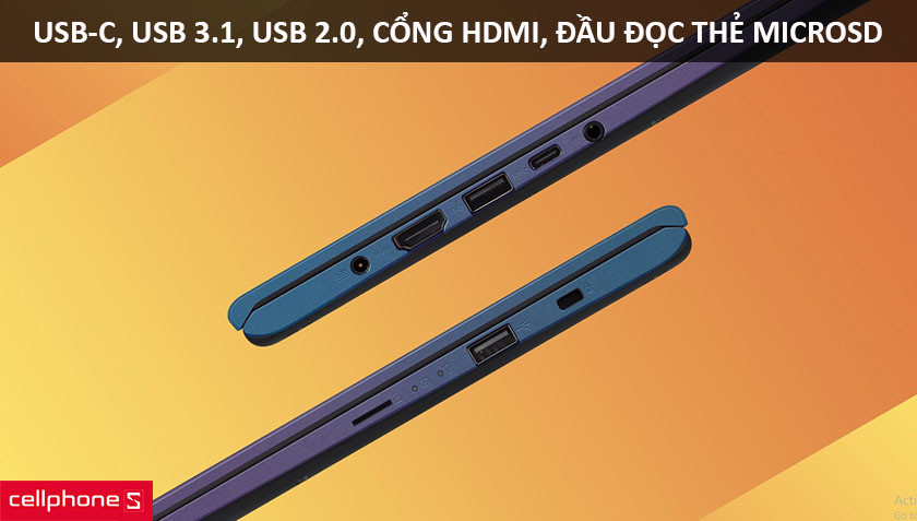 Asus Vivobook 15 A512FA-EJ571T được trang bị cổng USB Type-C cho phép kết nối theo 2 chiều