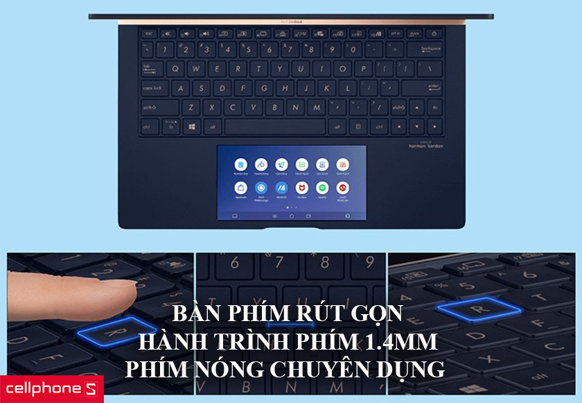trang bị bàn phím rút gọn, cùng thiết kế công thái học cho hành trình phím 1.4mm 