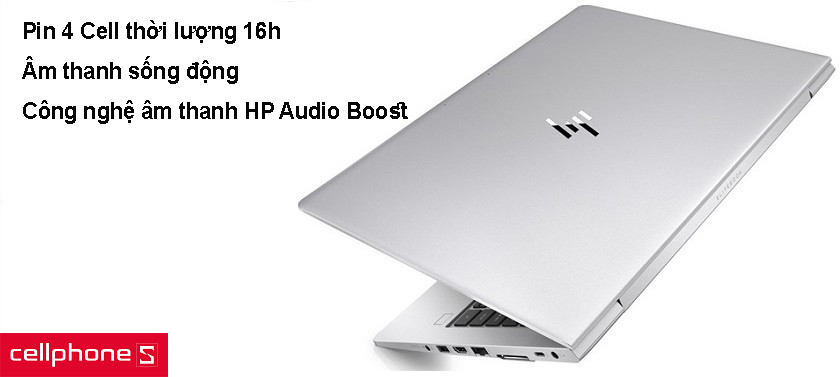 Pin 4 cell thời lượng 16h, cùng âm thanh sống động HP Audio Boost