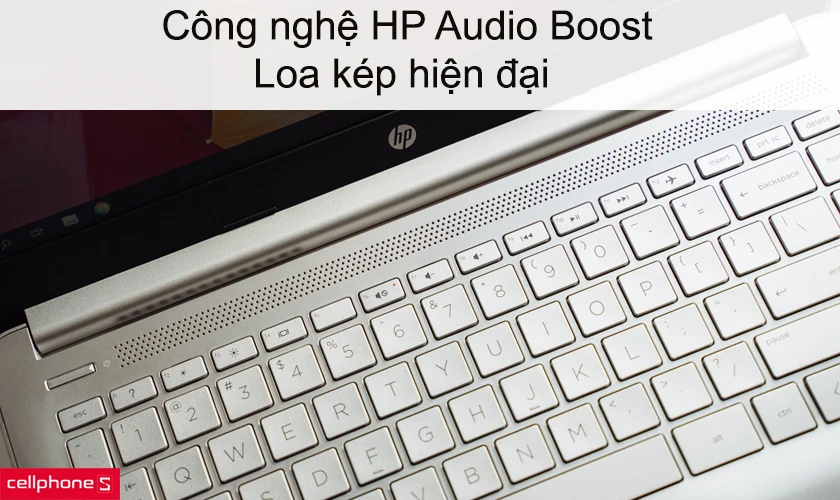 Âm thanh sống động với công nghệ HP Audio Boost và loa kép hiện đại