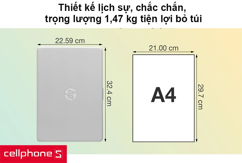 Thiết kế lịch sự, chắc chắn, trọng lượng 1,47 kg tiện lợi bỏ túi