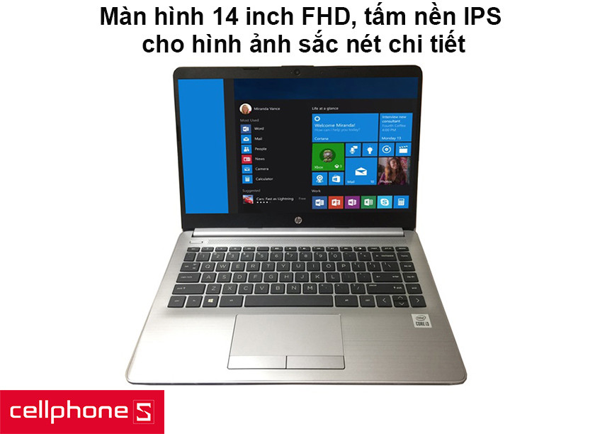 Màn hình 14 inch FHD, tấm nền IPS cho hình ảnh sắc nét chi tiết