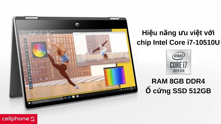 Khả năng xử lý nhanh chóng với chip Intel Core i7-10510U, RAM 8GB và ổ cứng SSD 512GB