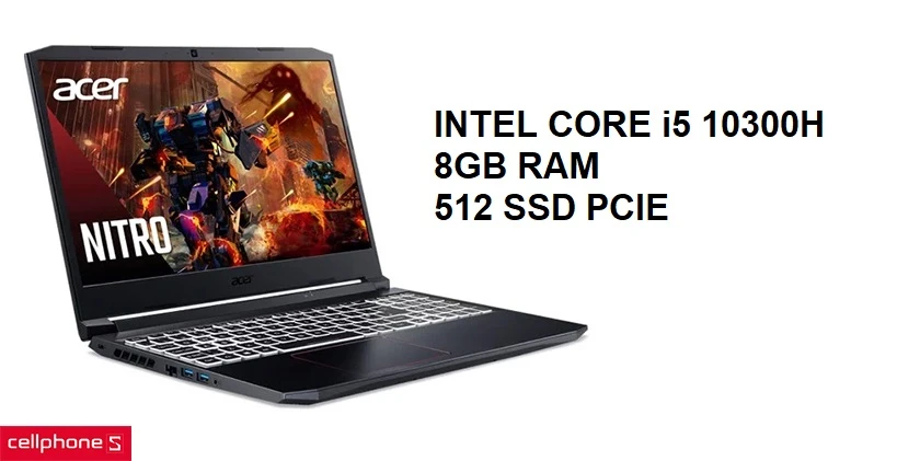Trang bị chip Intel Core i5-10300H, RAM 8Gb, phù hợp với nhiều nhu cầu sử dụng