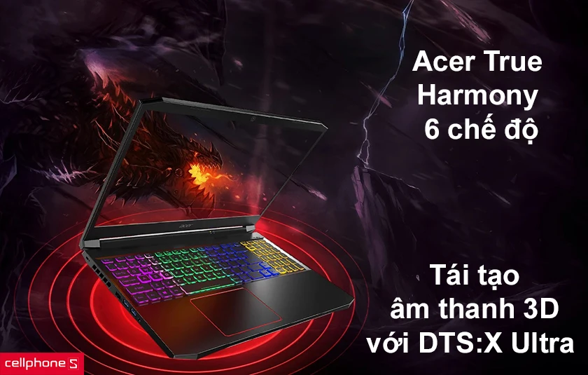 âm thanh tái tạo 3D kèm Acer True Harmony 6 chế độ