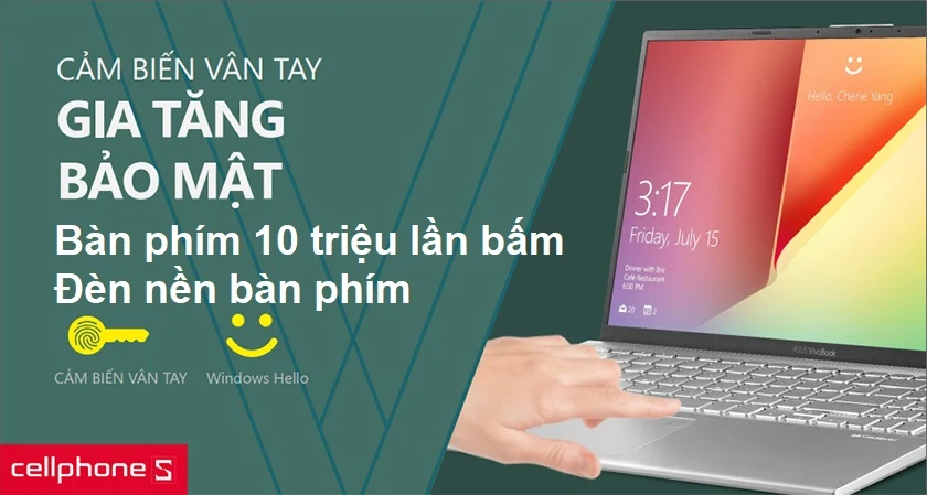 Gia tăng bảo mật nhờ cảm biến vân tay và bàn phím liền khối, cứng cáp