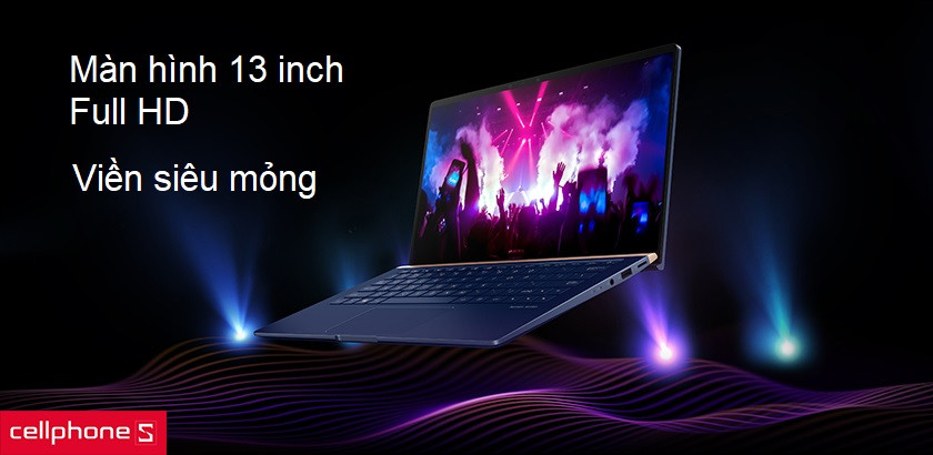 Màn hình 13 inch Full HD, kích thước viền màn hình siêu mỏng