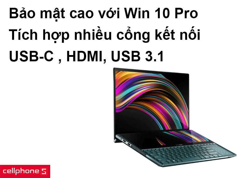 Bảo mật cao với Win 10 Pro tân tiến, tích hợp nhiều cổng kết nối