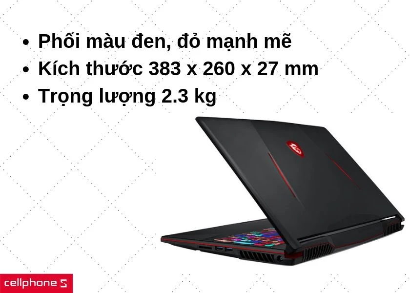 Thiết kế mạnh mẽ, sang trọng với trọng lượng chỉ 2.3 kg
