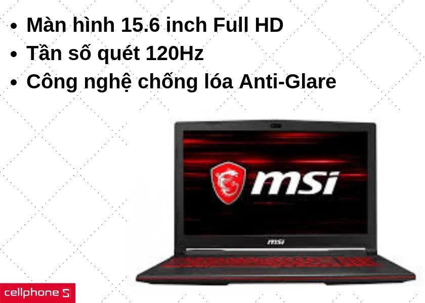 Màn hình 15.6 inch FHD tích hợp công nghệ Anti-Glare chống lóa