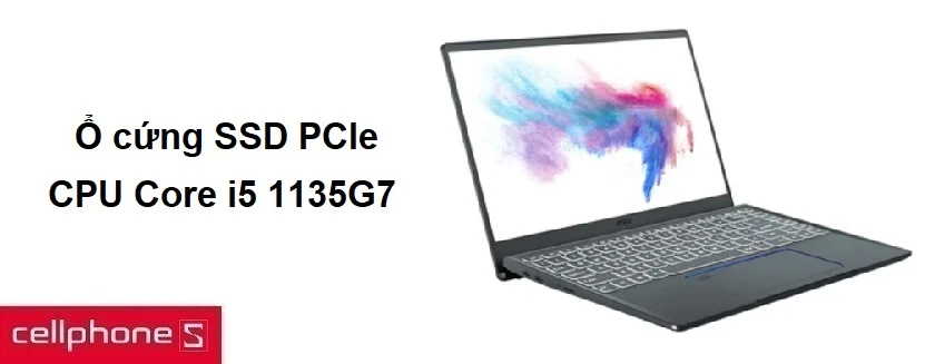 CPU Core i5 1135G7, Ram 8GB, ổ cứng SSD PCIe gen 4 512 GB, Windows bản quyền